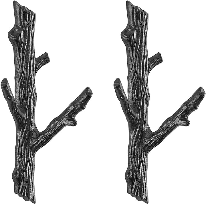 Cast Iron Tree ranch Double Wall Mount Coat Hooks (Set 2)