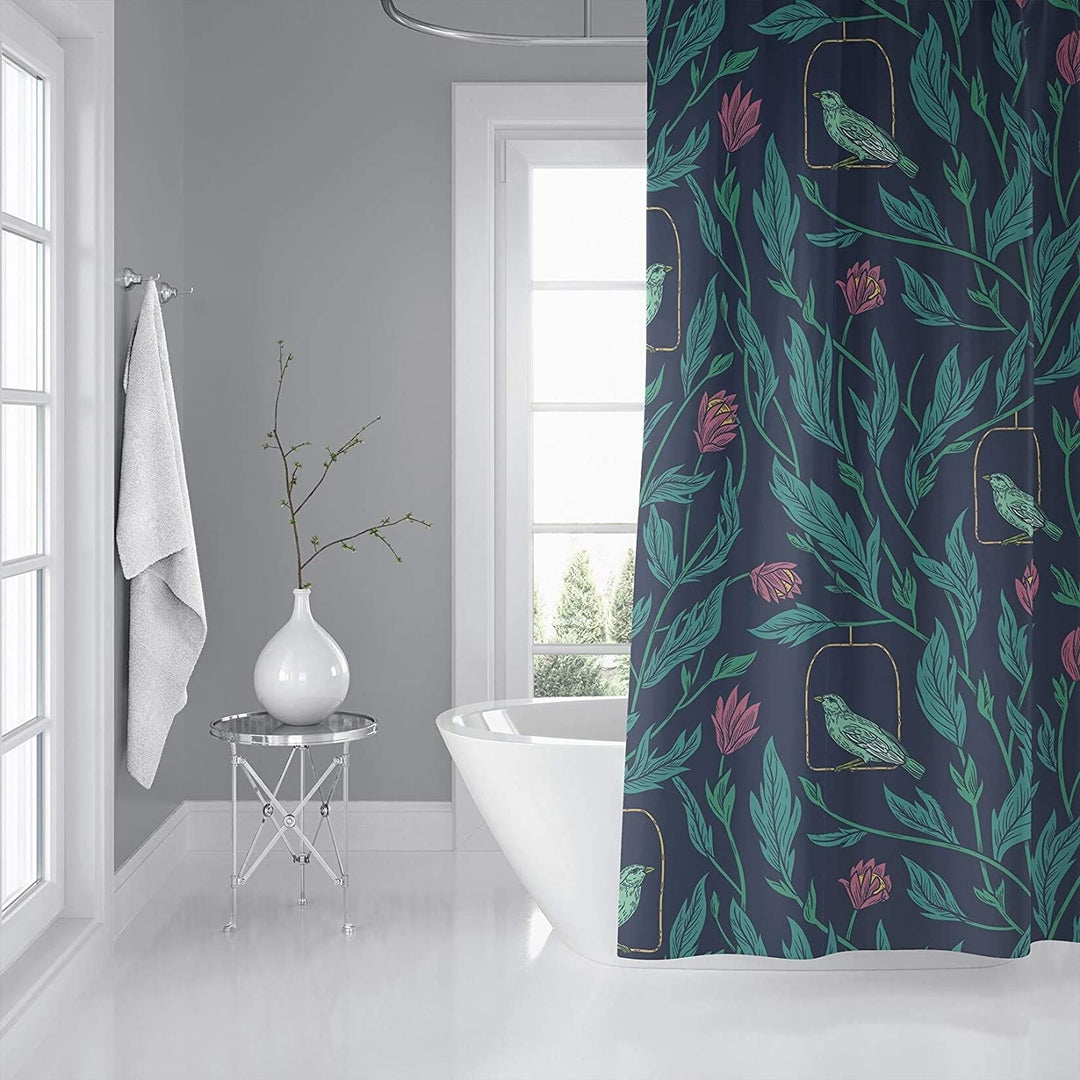 Charcoal Shower Curtain by 71x74 Grey Floral Cottage Polyester - Diamond Home USA
