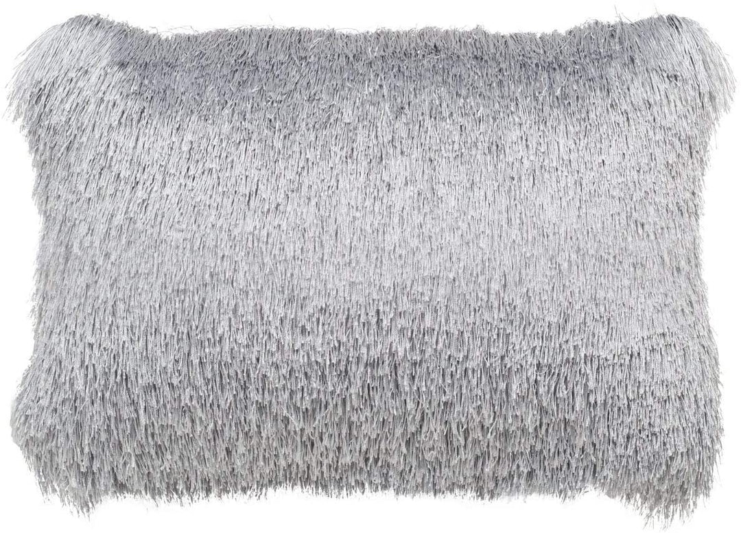 Retro Chic Indoor/Outdoor Shag Decorative Pillow Silver