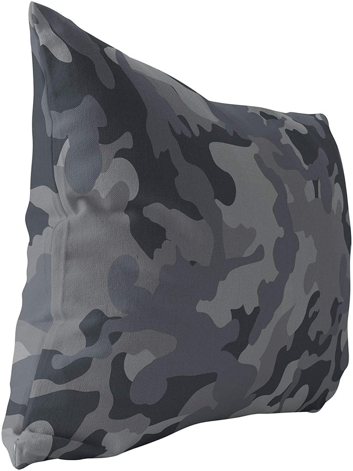 Camo Flow Charcoal Indoor|Outdoor Lumbar Pillow by Designs 20x14 Grey Geometric Modern Contemporary Polyester Removable Cover
