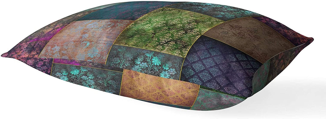 Eclectic Bohemian Patchwork Boho Lumbar Pillow Purple Geometric Bohemian Eclectic Polyester Single Removable Cover - Diamond Home USA