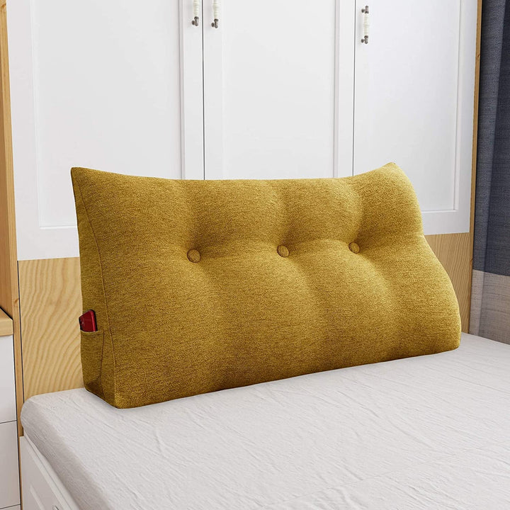 Bed Rest Wedge Bolster Pillow Yellow Decorative Lumbar Solid Color Novelty Polyester Single Handmade Removable Cover - Diamond Home USA