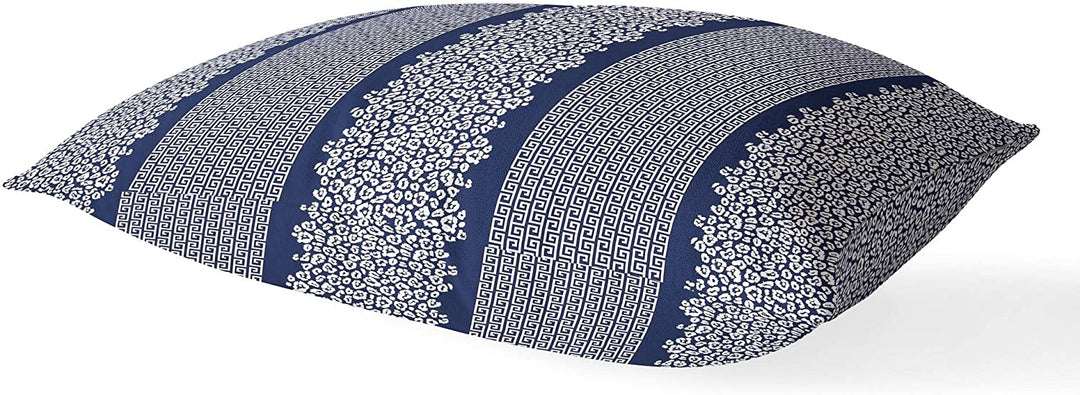 Leopard Key Navy White Lumbar Pillow Blue Animal Modern Contemporary Polyester Single Removable Cover - Diamond Home USA
