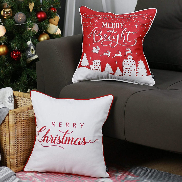 Merry Christmas Throw Pillow Covers Gift 18"x18" (Set 4)