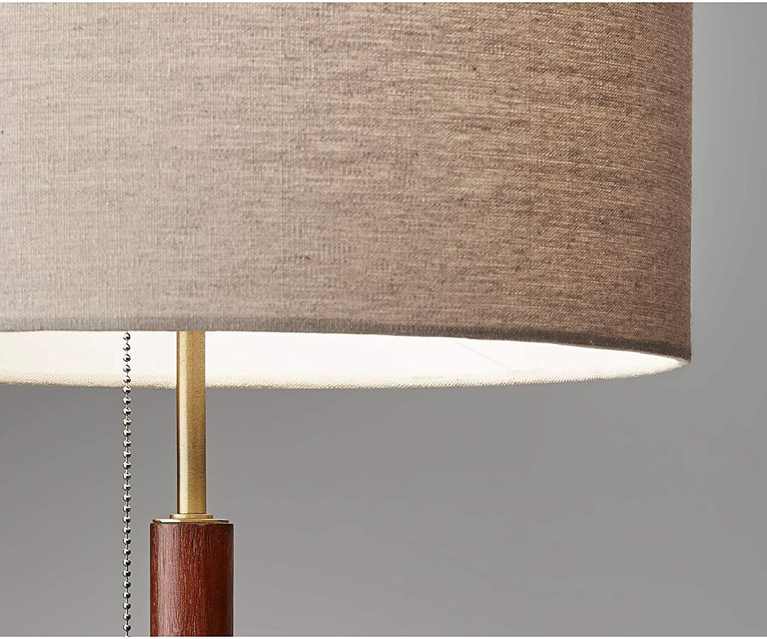 Antique Brass Walnut Table Lamp Mid Century Modern Transitional - Diamond Home USA
