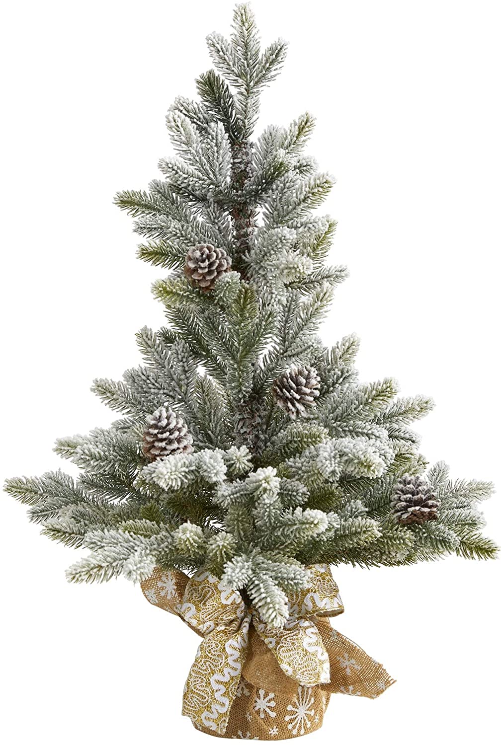28" Flocked Christmas Tree Pine Cones
