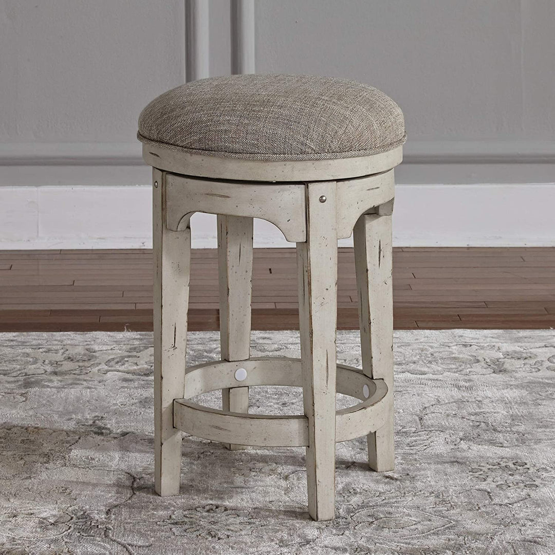 Antique White Console Swivel Stool Beige Off/White