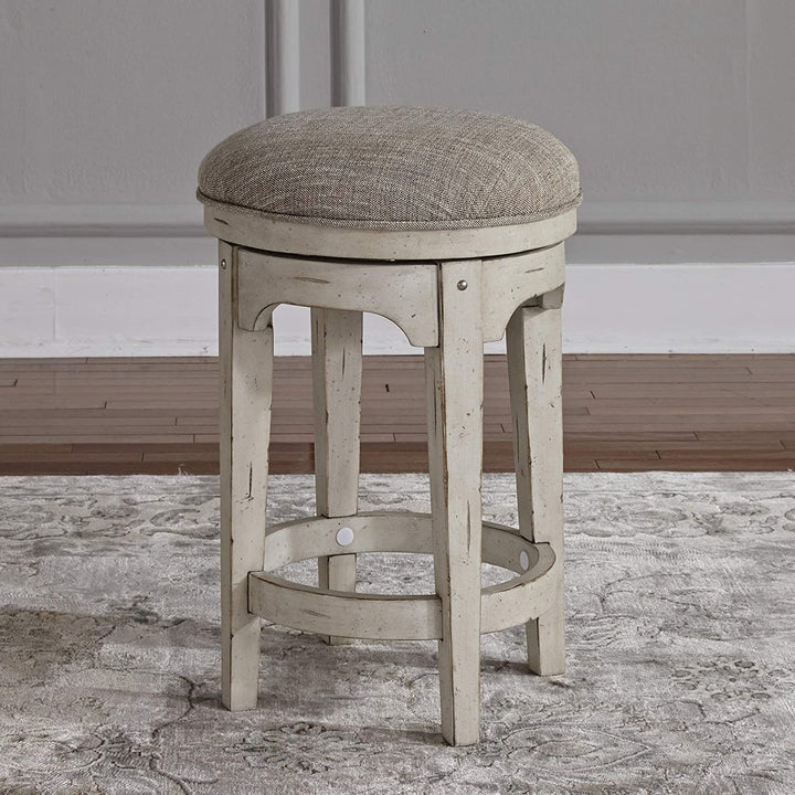 Antique White Console Swivel Stool Beige Off/White