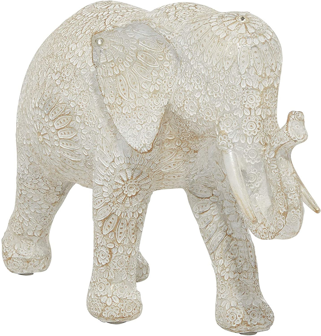 Large White Indian Elephant Sculpture Rhinestone Accents 5 X