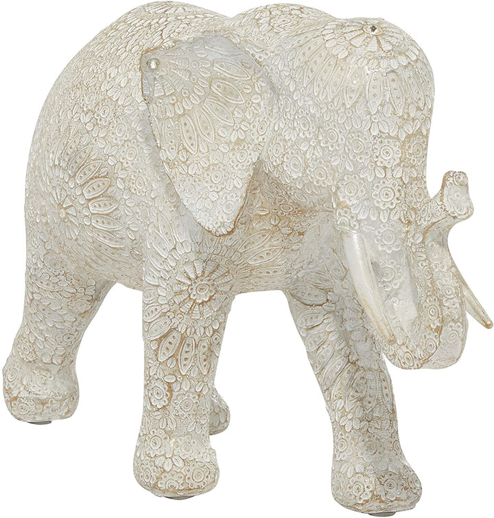 Large White Indian Elephant Sculpture Rhinestone Accents 5 X