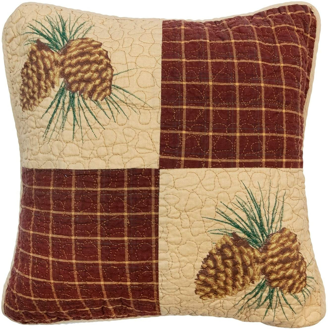 Pine Lodge Patch Decorative Pillow Red Patchwork Cabin