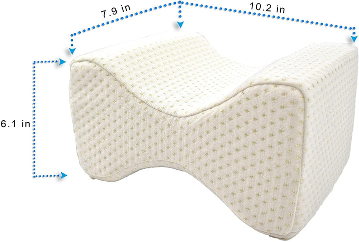 Knee Memory Foam Pillow Ergonomic Wedge Lumbar Alignment Side White