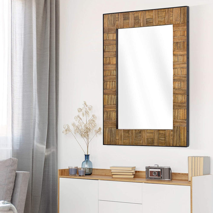 Wood Metal Wall Mirror (35" X 26") Brown Includes Hardware - Diamond Home USA