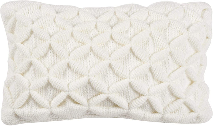 20 inch 3D Diamond Ivory Decorative Pillow Off/White