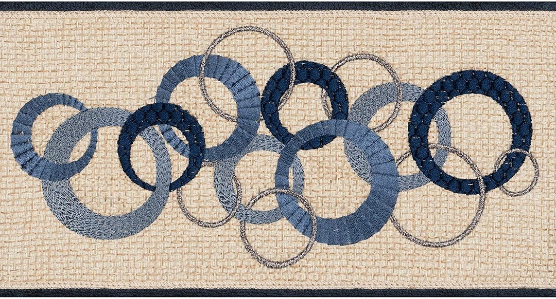 Turkish Cotton Circles Embroidered Midnight Blue 3 Piece Towel Set Cloth - Diamond Home USA