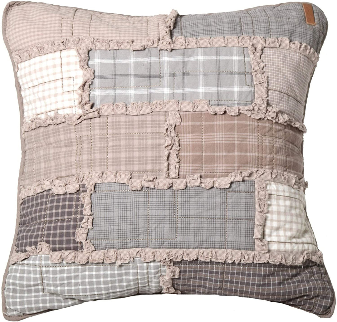 Cobblestone Decorative Pillow Grey Patchwork Farmhouse