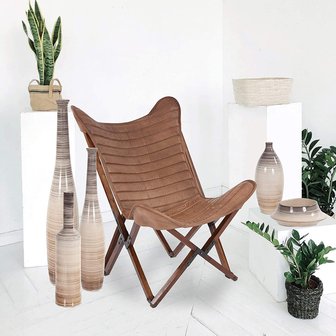 Ombre Striped Ceramic Floor Vase Small 32h X 6w 6d Color - Diamond Home USA