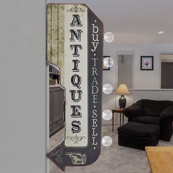 Antiques Buy Trade Sell Double Sided Off Wall Led Marquee Light Up Arrow Sign Bar Garage Man Cave N/ Black Modern Contemporary Metal - Diamond Home USA