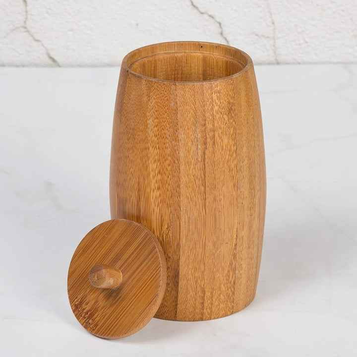 MISC Natural Bamboo Ball Cotton Swabs Holder