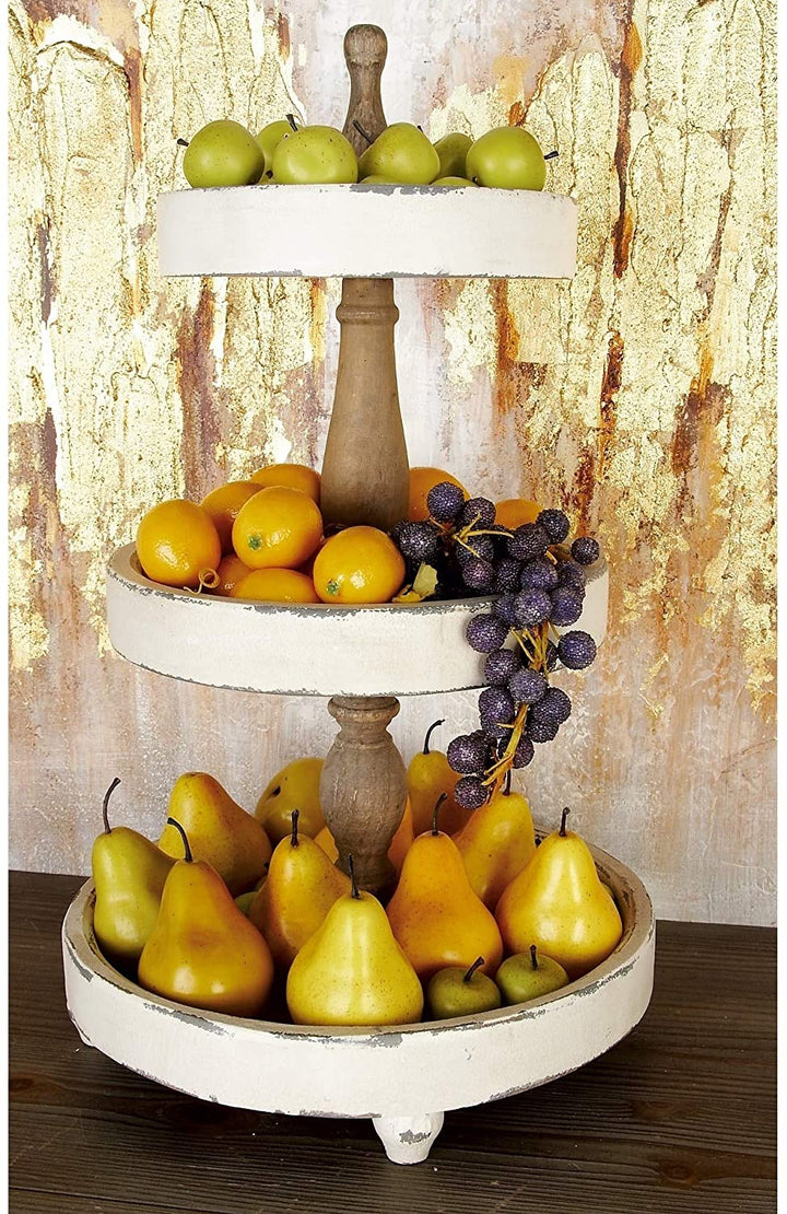Farmhouse 25 X 15 Inch Wooden 3 Tier Serving Tray Brown