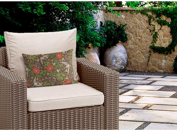 Chocolate Indoor|Outdoor Lumbar Pillow 20x14 Brown Floral Modern Contemporary Polyester Removable Cover