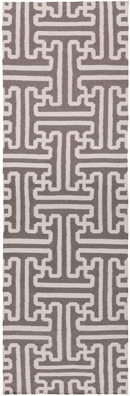 Hand Woven Beige Queens Bay Wool Area Rug 2'6" X 8' Runner Brown Abstract Transitional Rectangle Latex Free Handmade - Diamond Home USA