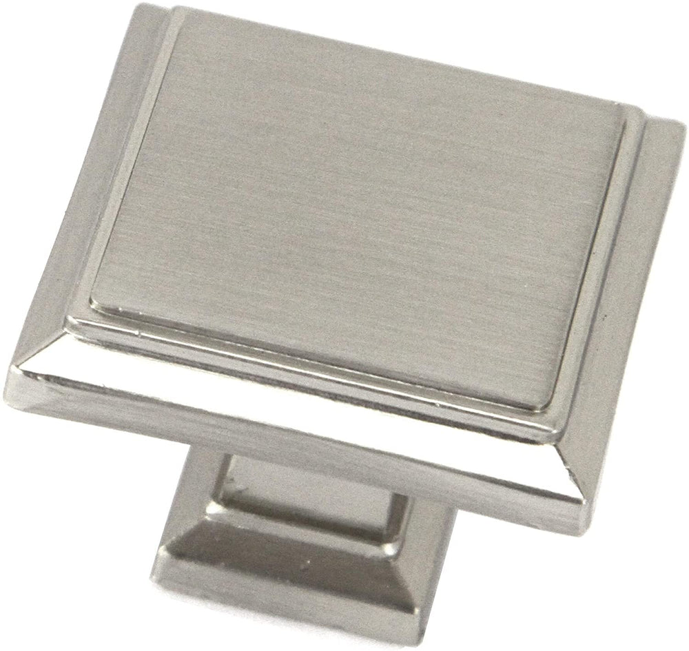 MISC Contemporary 1 1/4 inch Stainless Steel Brushed Nickel Finish Square Cabinet Bar Pull Knob (Case 10) Zinc