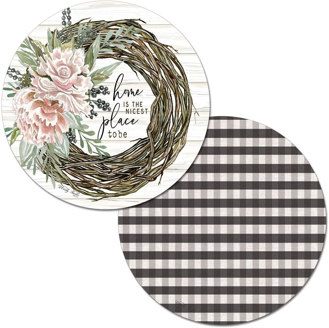 Wipe Clean Round Shaped Placemats Set 4 Vintage Farmhouse