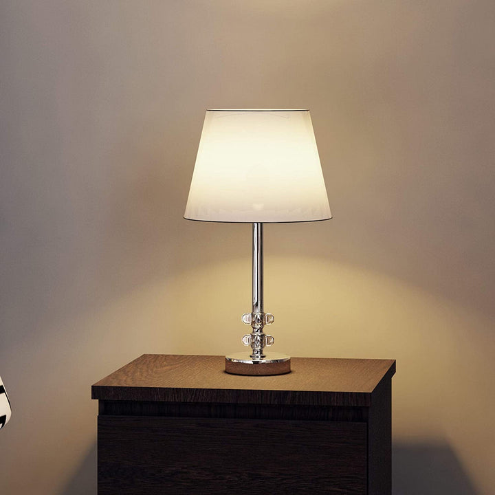 16 inch White Shade Crystal Orb Table Lamp (Set 2) 9" X