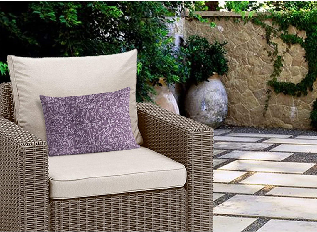 MISC Purple Indoor|Outdoor Lumbar Pillow by Designs 20x14 Purple Geometric Southwestern Polyester Removable Cover