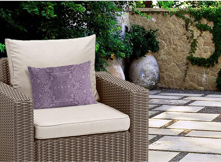MISC Purple Indoor|Outdoor Lumbar Pillow by Designs 20x14 Purple Geometric Southwestern Polyester Removable Cover