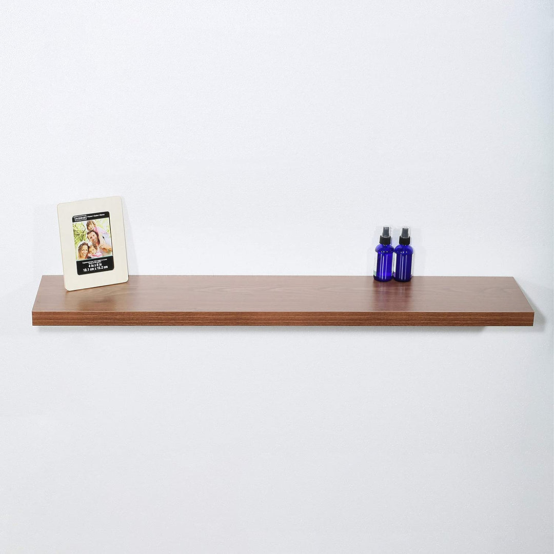 Modern Contemporary Jd Walnut Floating Shelf 47 29 251 5 Inches Brown Mid Century MDF Wood Natural Finish Includes Hardware Storage - Diamond Home USA