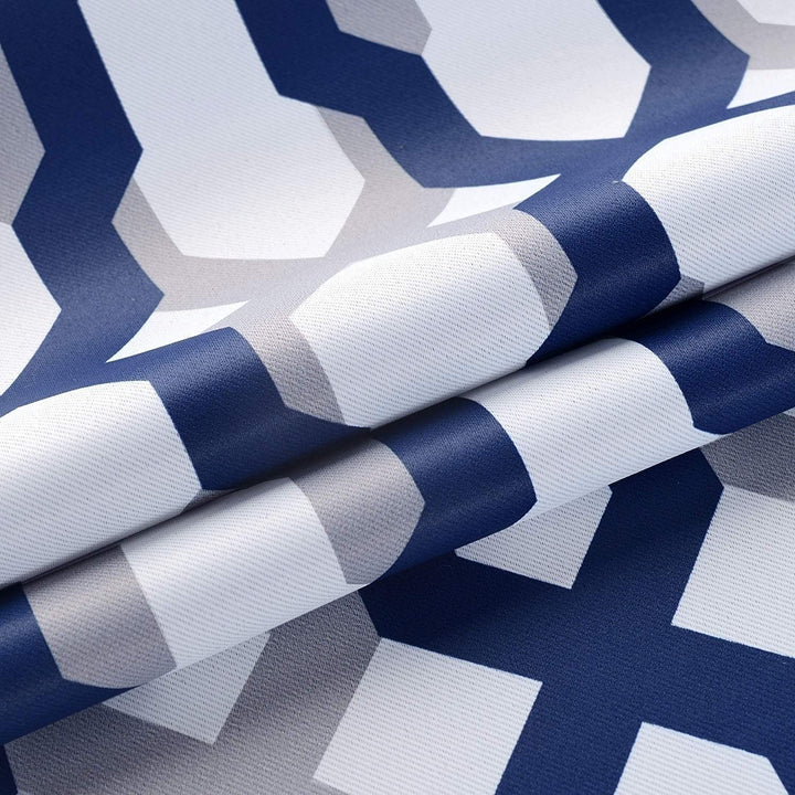 Mason Geometric Thermal Insulated Blackout Grommet Window Curtains Panel Pair 52x 96 Navy Modern Contemporary 100% Polyester