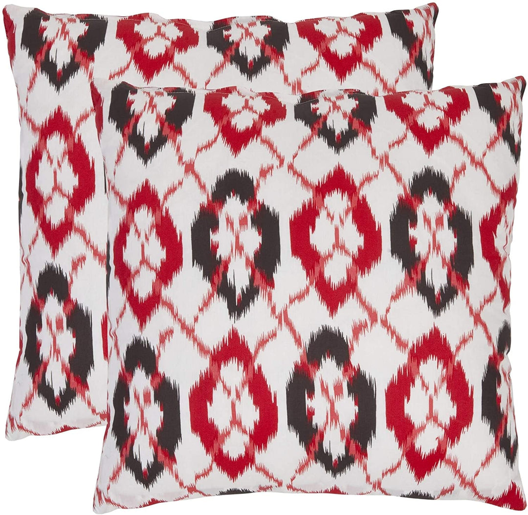 Ikat 22 inch White/Red Decorative Pillows (Set 2) Diamond