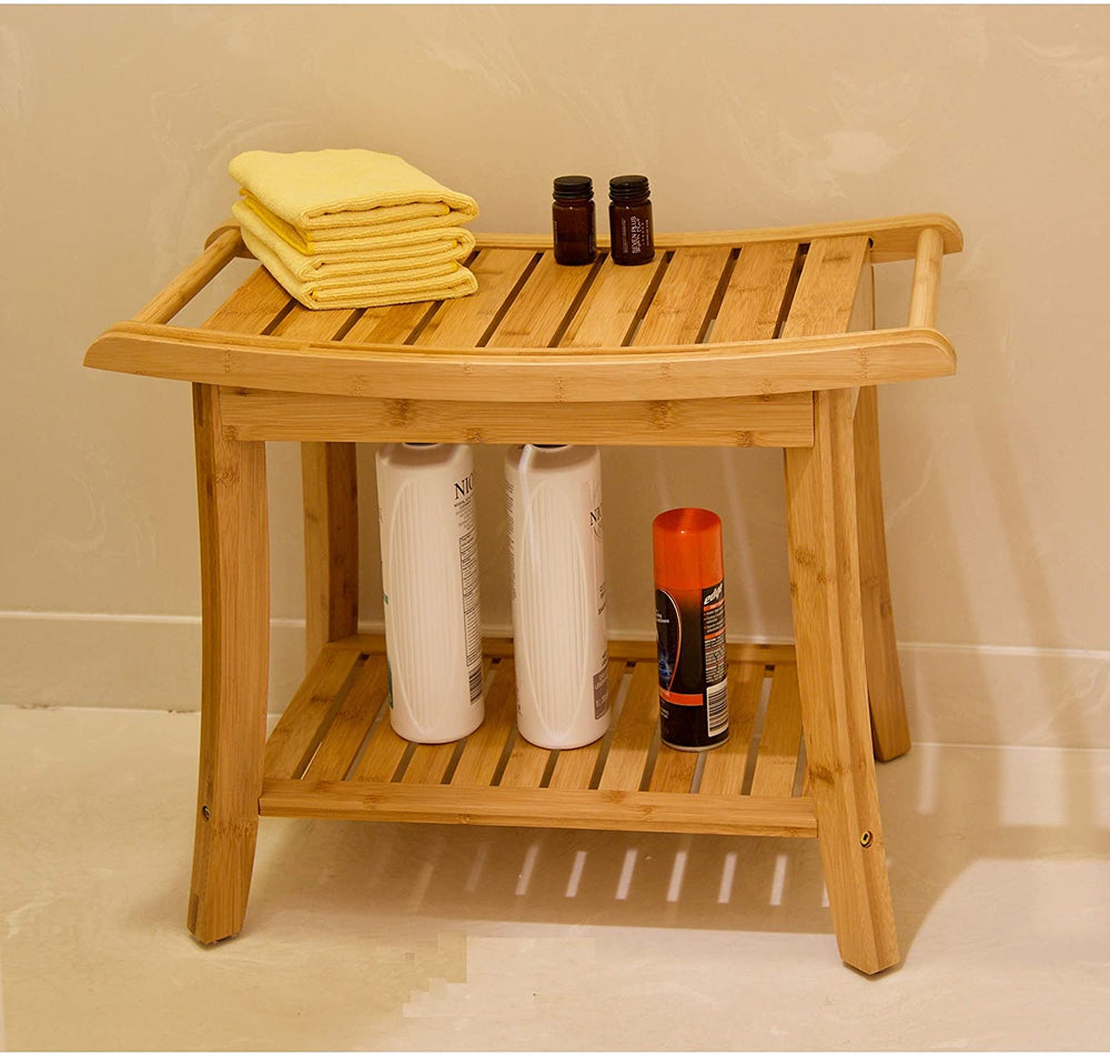 Solid Bamboo Spa Bench Natural Oriental Finish Wood