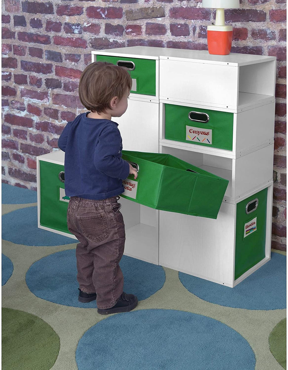 Storage Set 3 Cubes White Wood Grain Modern Contemporary Laminate - Diamond Home USA