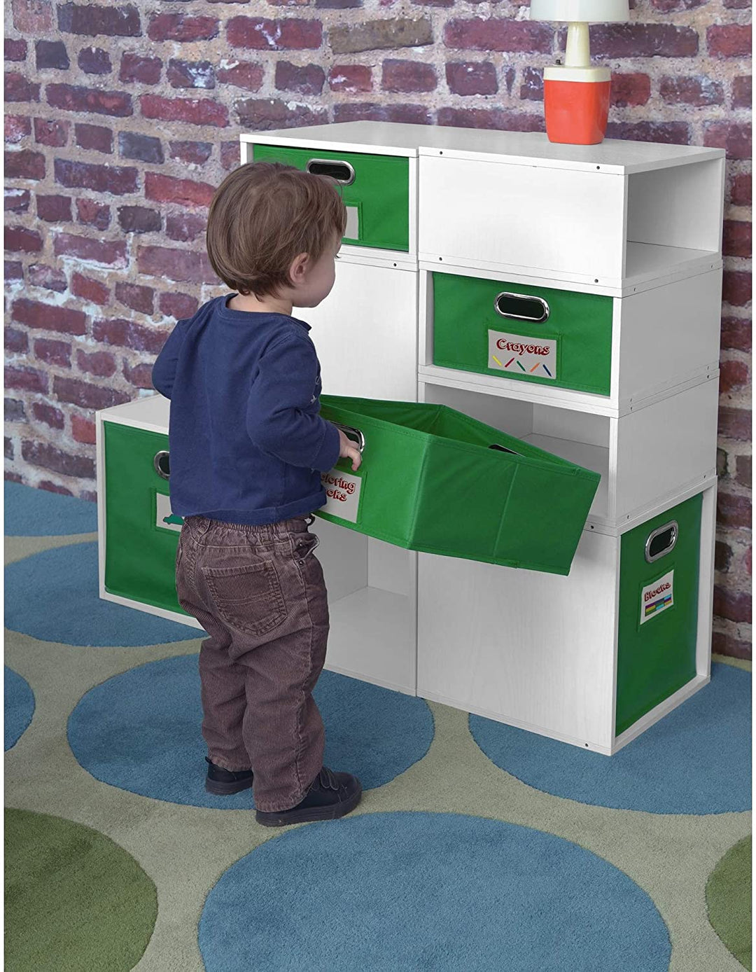 Storage Set 3 Cubes White Wood Grain Modern Contemporary Laminate - Diamond Home USA