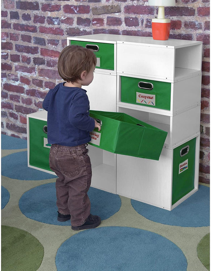 Storage Set 3 Cubes White Wood Grain Modern Contemporary Laminate - Diamond Home USA