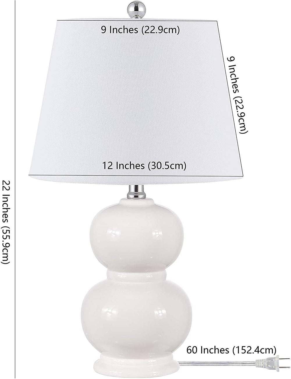 Lighting 22 inch Glass Table Lamp 12" X 22" White Modern Contemporary Traditional Chrome Bulbs Included - Diamond Home USA