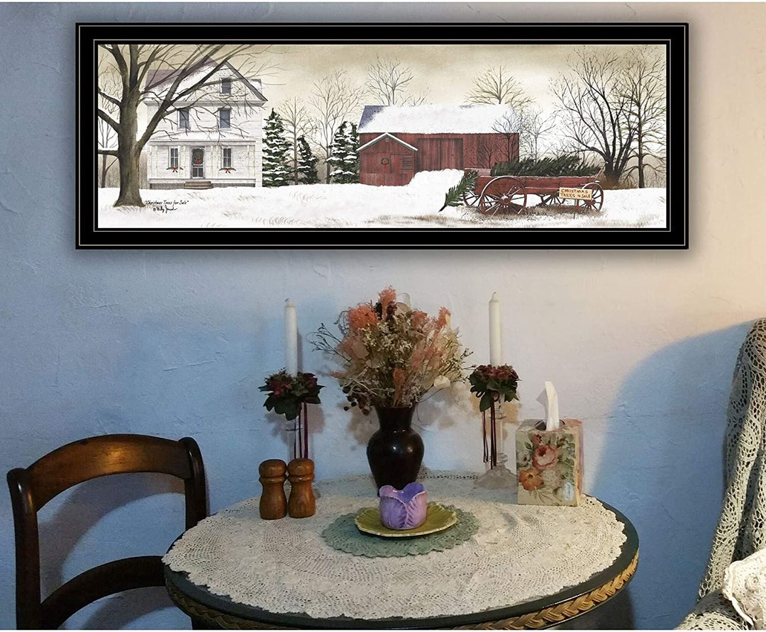 Christmas Trees Billy Ready Hang Framed Black Frame Rustic - Diamond Home USA