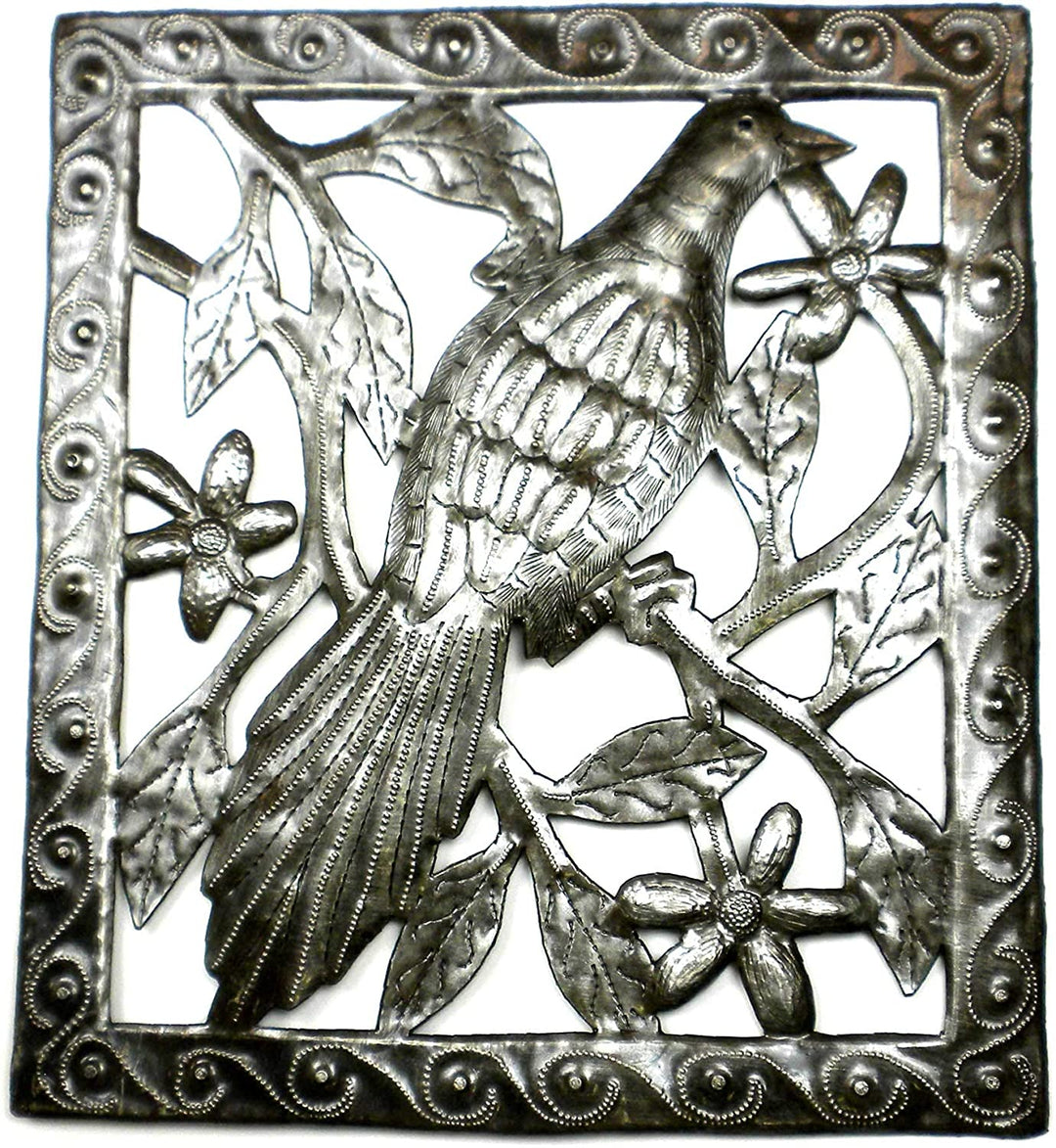 Handmade Bird Metal Wall Art (Haiti) Grey