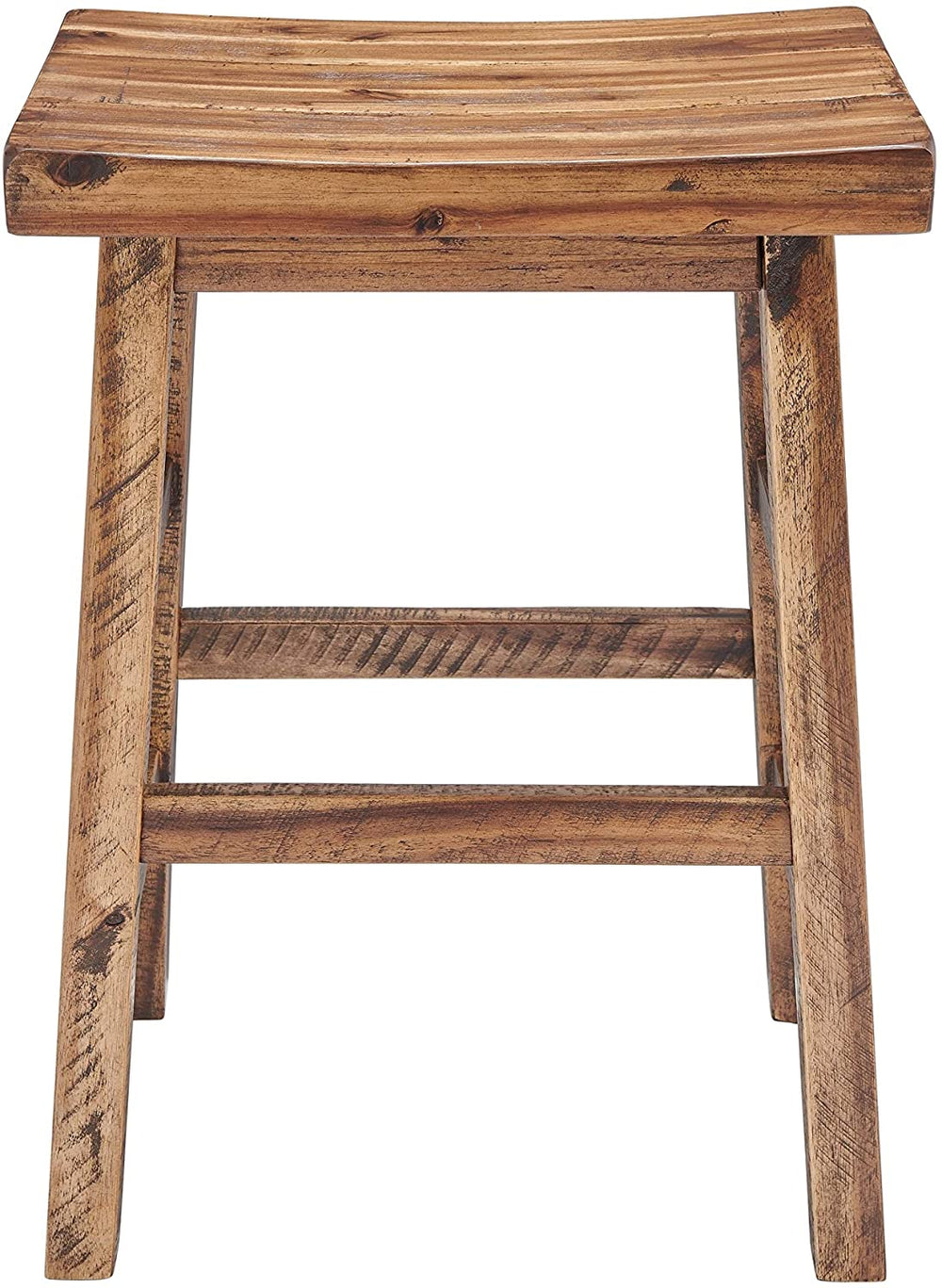 26 inch Wood Counter Height Stool Brown Farmhouse Industrial Rustic Natural Finish Footrest Solid - Diamond Home USA