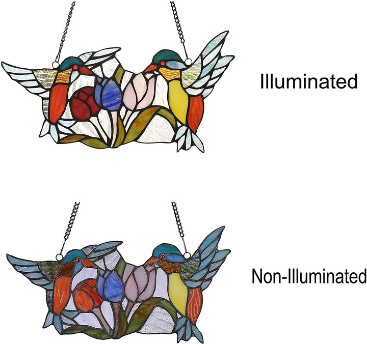 Stained Glass Birds/Flowers Window Suncatcher Color Casual Irregular Animals Flowers Metal Includes Hardware