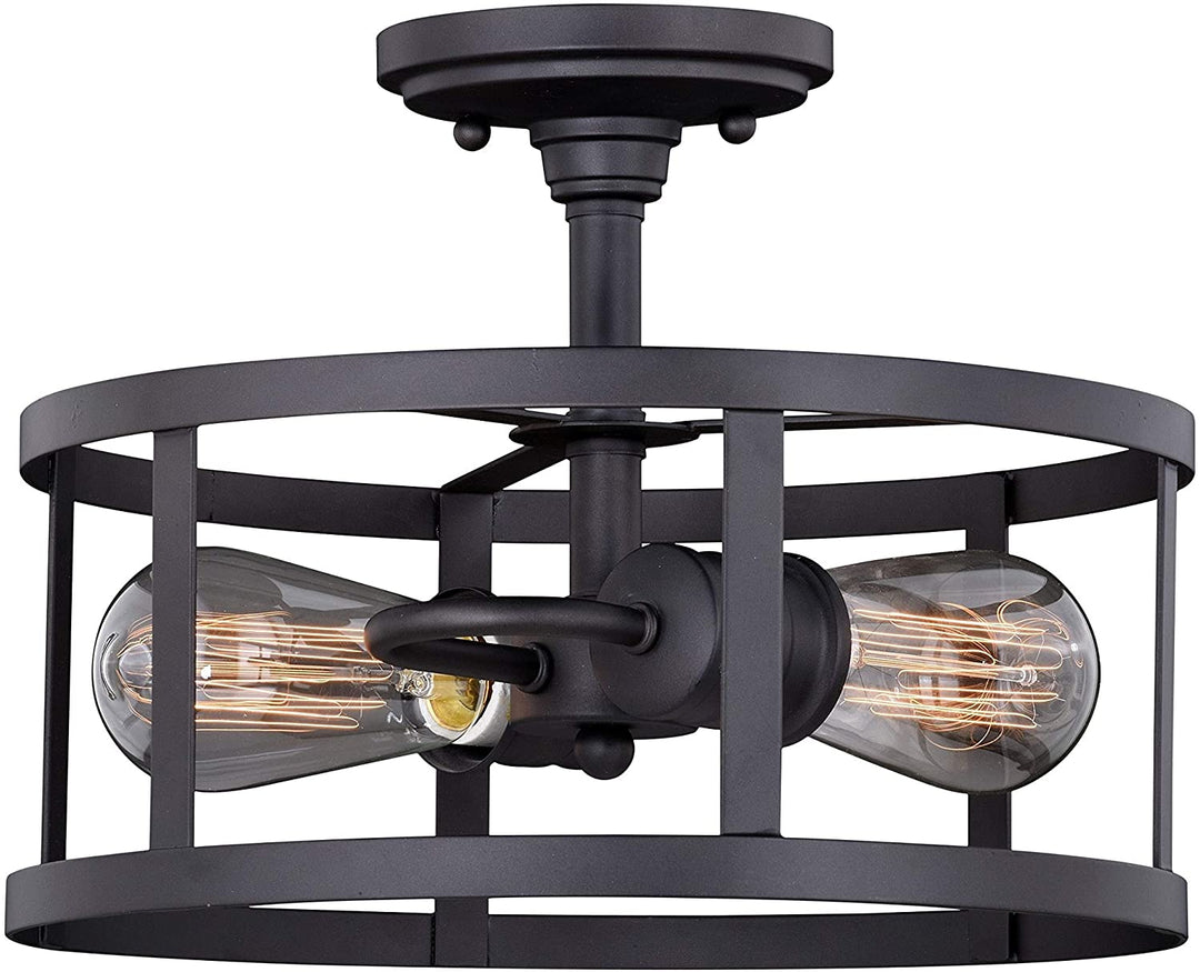 12 W Bronze Farmhouse Cage Semi Flush Mount Ceiling Light X 9 5 H D Brown Industrial Steel Dimmable - Diamond Home USA