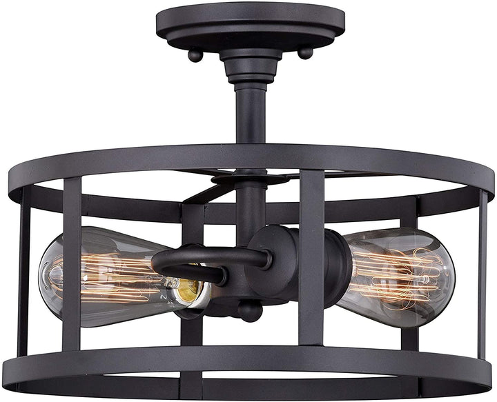 12 W Bronze Farmhouse Cage Semi Flush Mount Ceiling Light X 9 5 H D Brown Industrial Steel Dimmable - Diamond Home USA