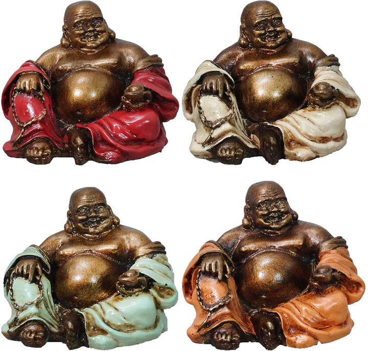 Relaxing Buddha Figurine Set Color Culture Polyresin Antique