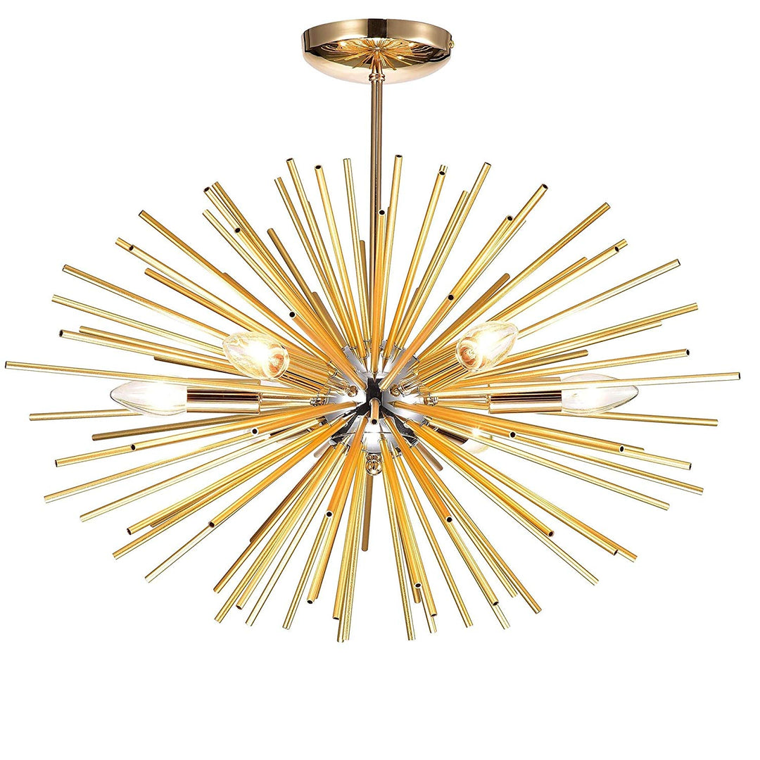 Gold 6 Light Sputnik Chandelier Sputnik Flush Mount Industrial Light Fixture Chrome Ceiling Light Pendant Light Halogen LED Modern Indoor