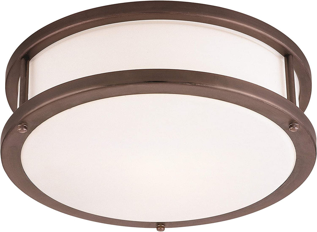 Lighting 2 Light Bronze 16 inch Flush Mount Brown White