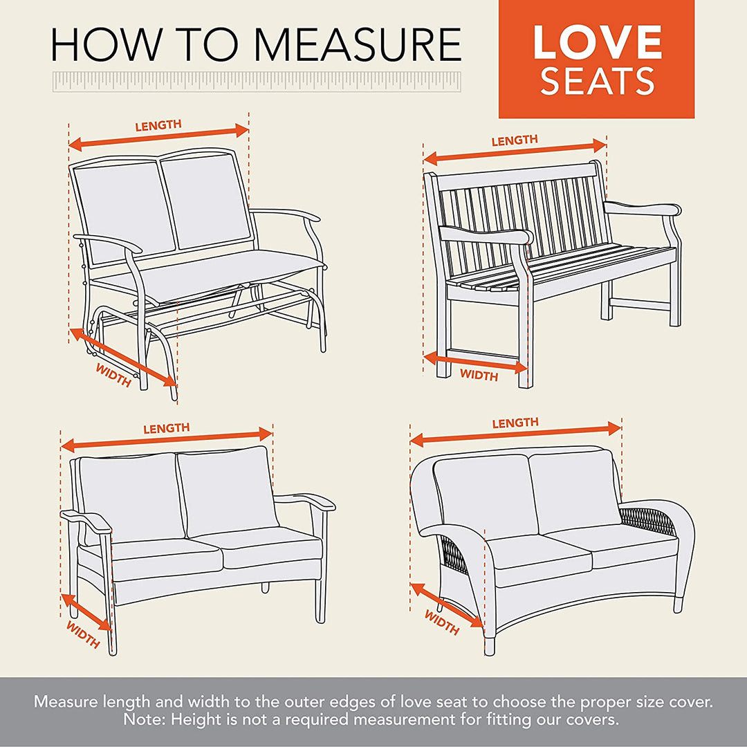 Basics Outdoor Patio Loveseat Cover 55" l X 33" d 38" h Beige Polyester Blend Water Resistant - Diamond Home USA