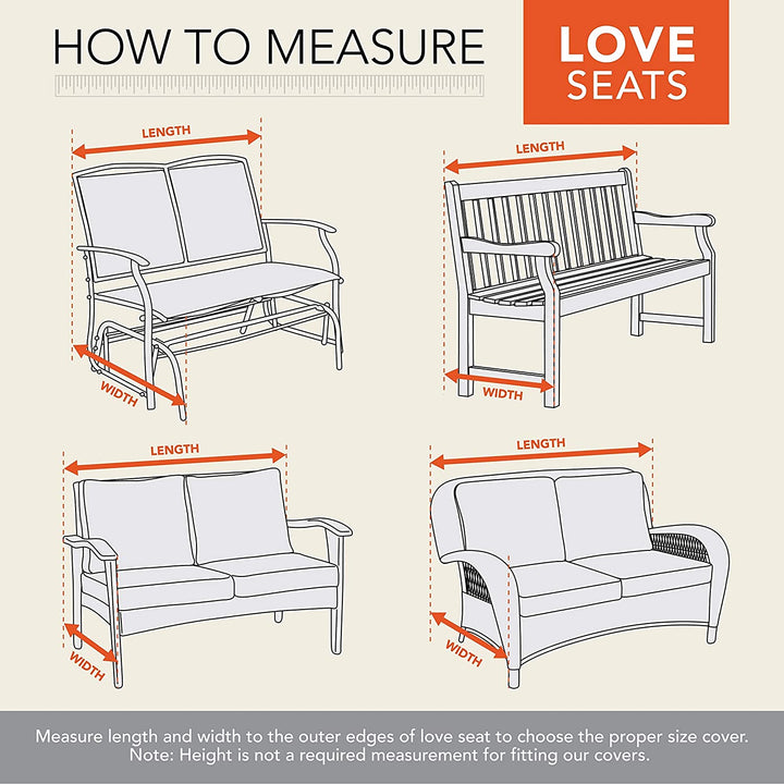 Basics Outdoor Patio Loveseat Cover 55" l X 33" d 38" h Beige Polyester Blend Water Resistant - Diamond Home USA